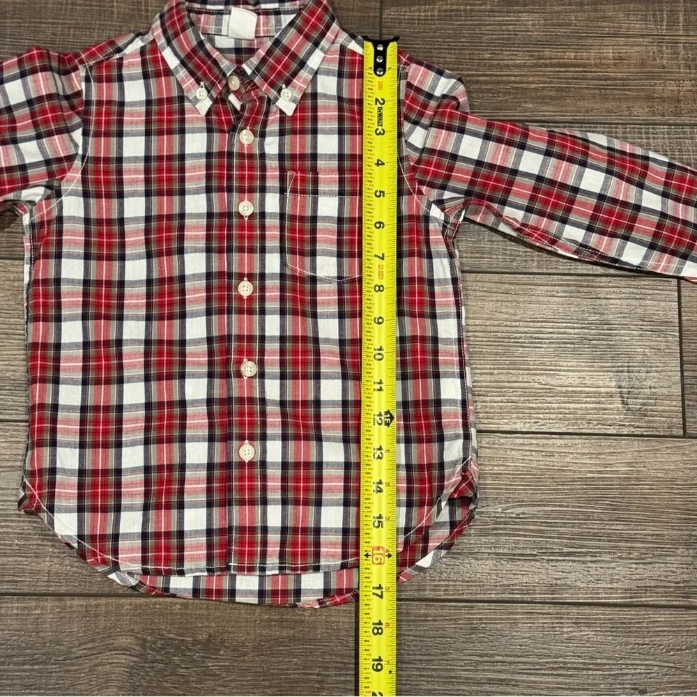 Baby Gap Red Plaid Button Up Long Sleeve Dress Shirt Toddler Boys Size 4 Years